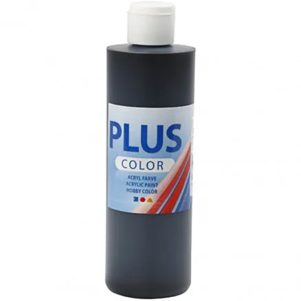 Plus Color hobbyfärg, svart, 250 ml/1 flaska
